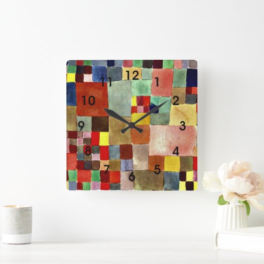Horloge Carrée Klee - Flore sur Sable (Maison)