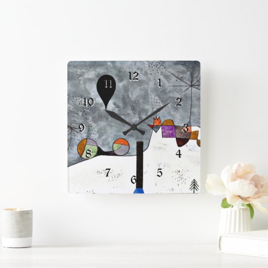 Horloge Carrée Klee - Hiver, peinture populaire (Maison)