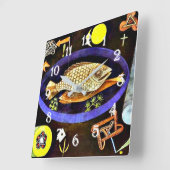 Horloge Carrée Klee - Poisson Arrondi (Angle)