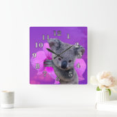 Horloge Carrée Koala et orchidée (Maison)