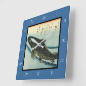 Horloge Carrée Koi (Carp) - Impression de poisson japonais de Hir (Angle)