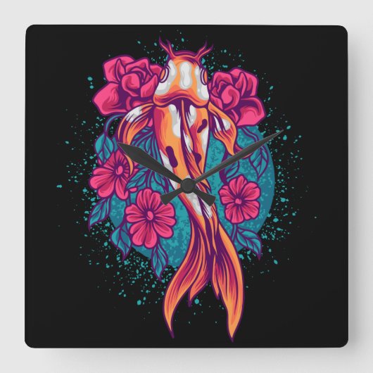 Horloge Carrée Koi Fish (Recto)