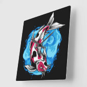 Horloge Carrée Koi Fish (Angle)
