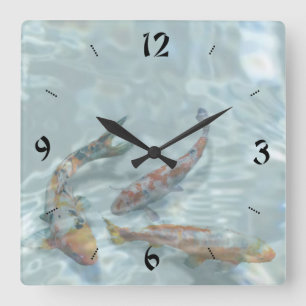 Horloge Carrée Koi Pond