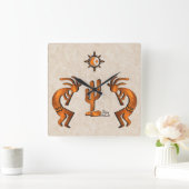 Horloge Carrée Kokopelli Et Cactus (Maison)