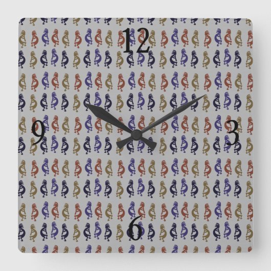 Horloge Carrée Kokopelli Group of Flute Playing Figures Square Wa (Recto)