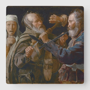 Horloge Carrée La bagarre des mendiants, c.1625-30 (huile sur la