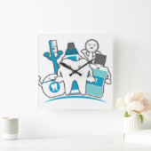 Horloge Carrée La bande propre de dents (Maison)