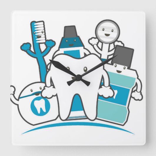 Horloge Carrée La bande propre de dents (Recto)