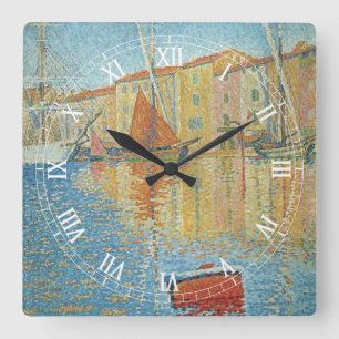 Horloge Carrée La Bouée Rouge par Paul Signac, Pointillisme Vinta