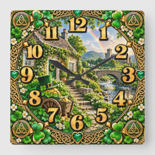 Horloge Carrée La cabane irlandaise de la Saint-Patrick