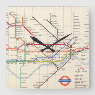 Horloge Carrée La carte souterraine de Londres