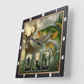 Horloge Carrée La chasse du père Pêche Faune (Angle)