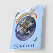 Horloge Carrée La colombe de la paix  (Angle)