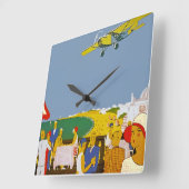 Horloge Carrée La Côte Basque Par Avion (Angle)