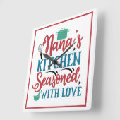 Horloge Carrée La cuisine de Nana assaisonnée d'amour (Angle)