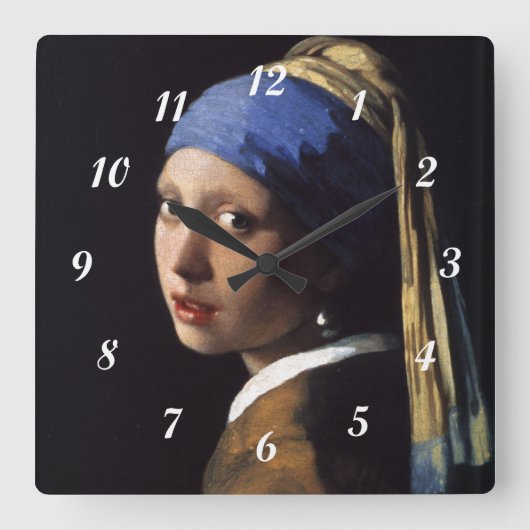 Horloge Carrée La fille de Johannes Vermeer avec une oreille perl (Recto)