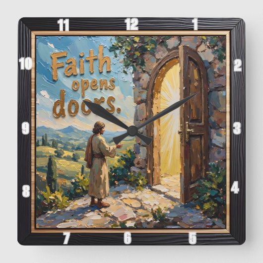 Horloge Carrée La foi ouvre les portes (Recto)