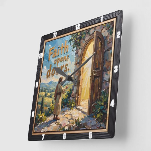 Horloge Carrée La foi ouvre les portes (Angle)