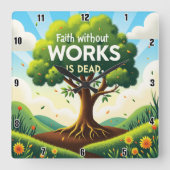 Horloge Carrée La foi sans travail est morte (Recto)