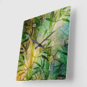 Horloge Carrée La forêt de Bamboo (Angle)