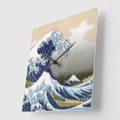 Horloge Carrée La Grande Vague Au Large De Kanagawa (Angle)