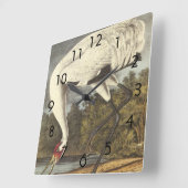 Horloge Carrée La grue blanche d'Audubon (Angle)