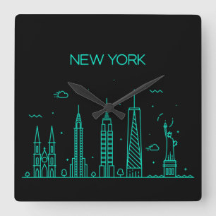 Horloge Carrée la ligne d'horizon de New York