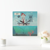 Horloge Carrée La maison est où l'Ancre se laisse tomber (Maison)