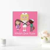 Horloge Carrée La meilleure nurse de Cute World (Maison)
