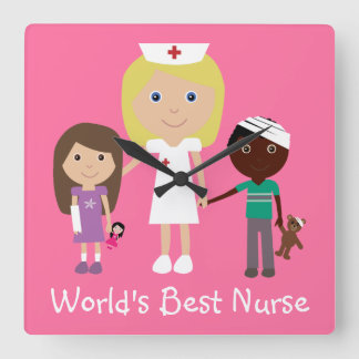 Horloge Carrée La meilleure nurse de Cute World