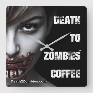Horloge Carrée La mort à l'horloge de café de zombis