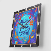 Horloge Carrée La musique nourrit mon âme (Angle)