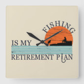 Horloge Carrée la pêche est mon régime de retraite (Recto)