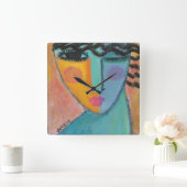 Horloge Carrée La peinture Abstraite funky d'une femme (Maison)