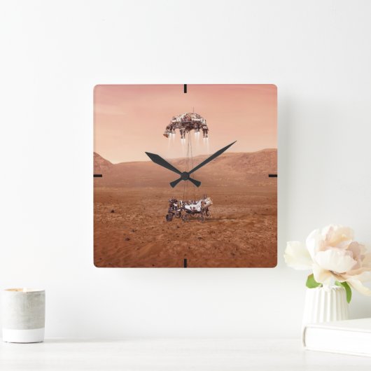 Horloge Carrée La Persévérance Arrive En Toute Sécurité Sur Mars. (Maison)