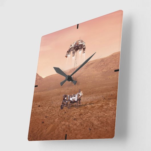 Horloge Carrée La Persévérance Arrive En Toute Sécurité Sur Mars. (Angle)