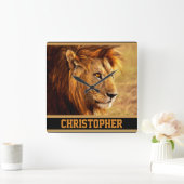 Horloge Carrée La photo Noble Lion (Maison)