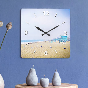 Horloge Carrée La plage de sable de Californie la mer de mer