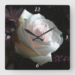 Horloge Carrée La Rose Blanche