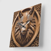 Horloge Carrée La sculpture sur bois de loup, (Angle)