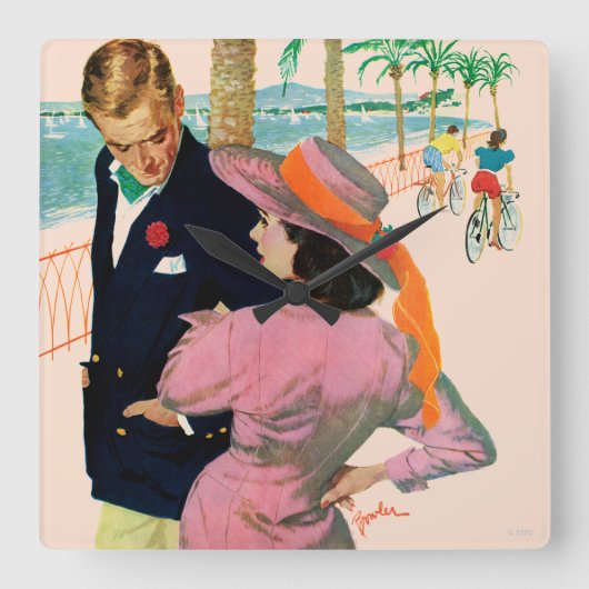 Horloge Carrée La stratégie de l'amour (Recto)