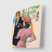 Horloge Carrée La stratégie de l'amour (Angle)