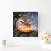 Horloge Carrée La tête Jack-o-Lantern d'un cavalier sans tête (Maison)