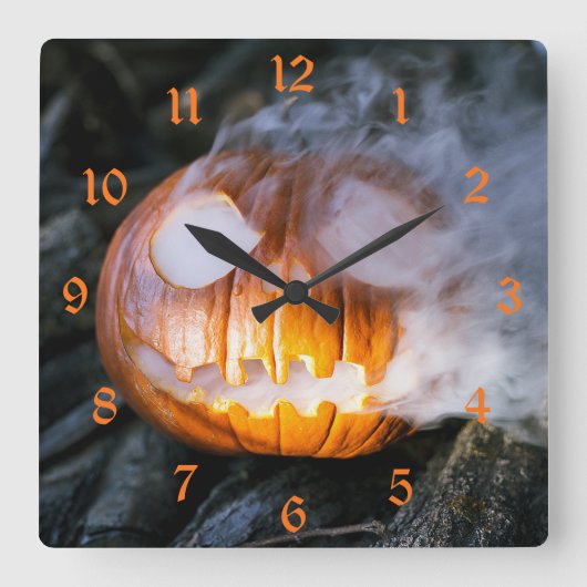 Horloge Carrée La tête Jack-o-Lantern d'un cavalier sans tête (Recto)