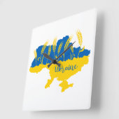 Horloge Carrée La typographie ukrainienne et l'oreille au blé sur (Angle)