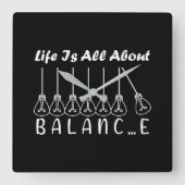 Horloge Carrée La vie, c'est l'équilibre de l'inspiration de moti (Recto)