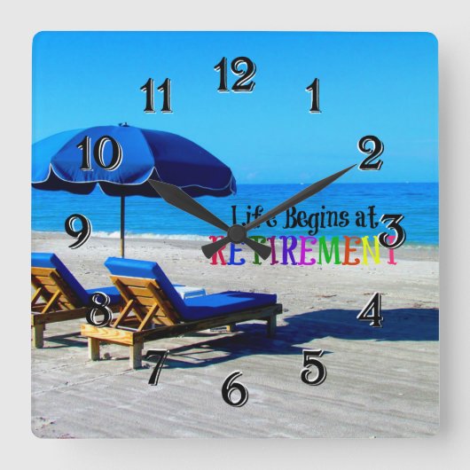 Horloge Carrée La vie commence à la retraite (Recto)