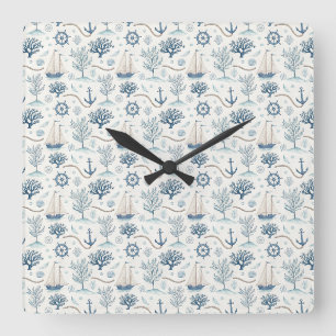 Horloge Carrée La vie côtière Océans bleus