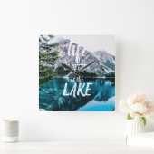 Horloge Carrée La vie est meilleure au lac (Maison)